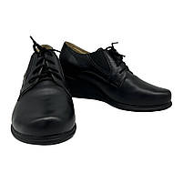 Шкіряні туфлі на танкетці жіночі чорного кольору “Style Shoes”, фото 4