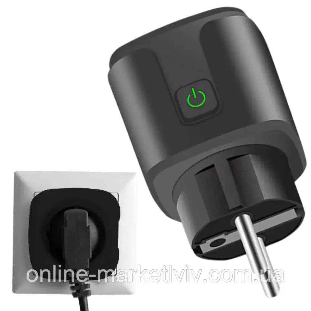 Розумна WiFi розетка з енергометром, на 20А, Tuya Smart 4400Вт / Смарт розетка з лічильником електроенергії