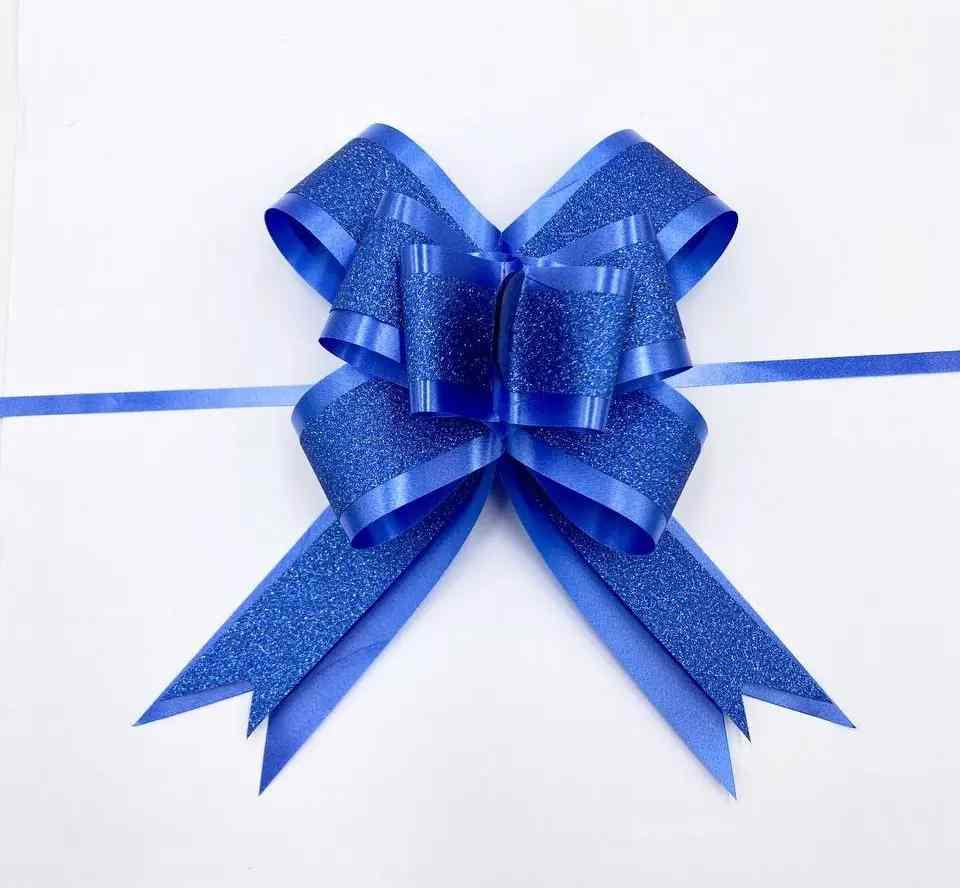 Бантик з поліпропіленової стрічки 3 х 46см (у зібранному виді 8 х 15,5см) синій, за 1шт, фото 1
