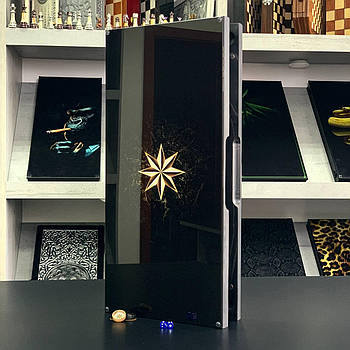 Нарди скляні з дерев'яним каркасом Зірка 60х30см на подарунок