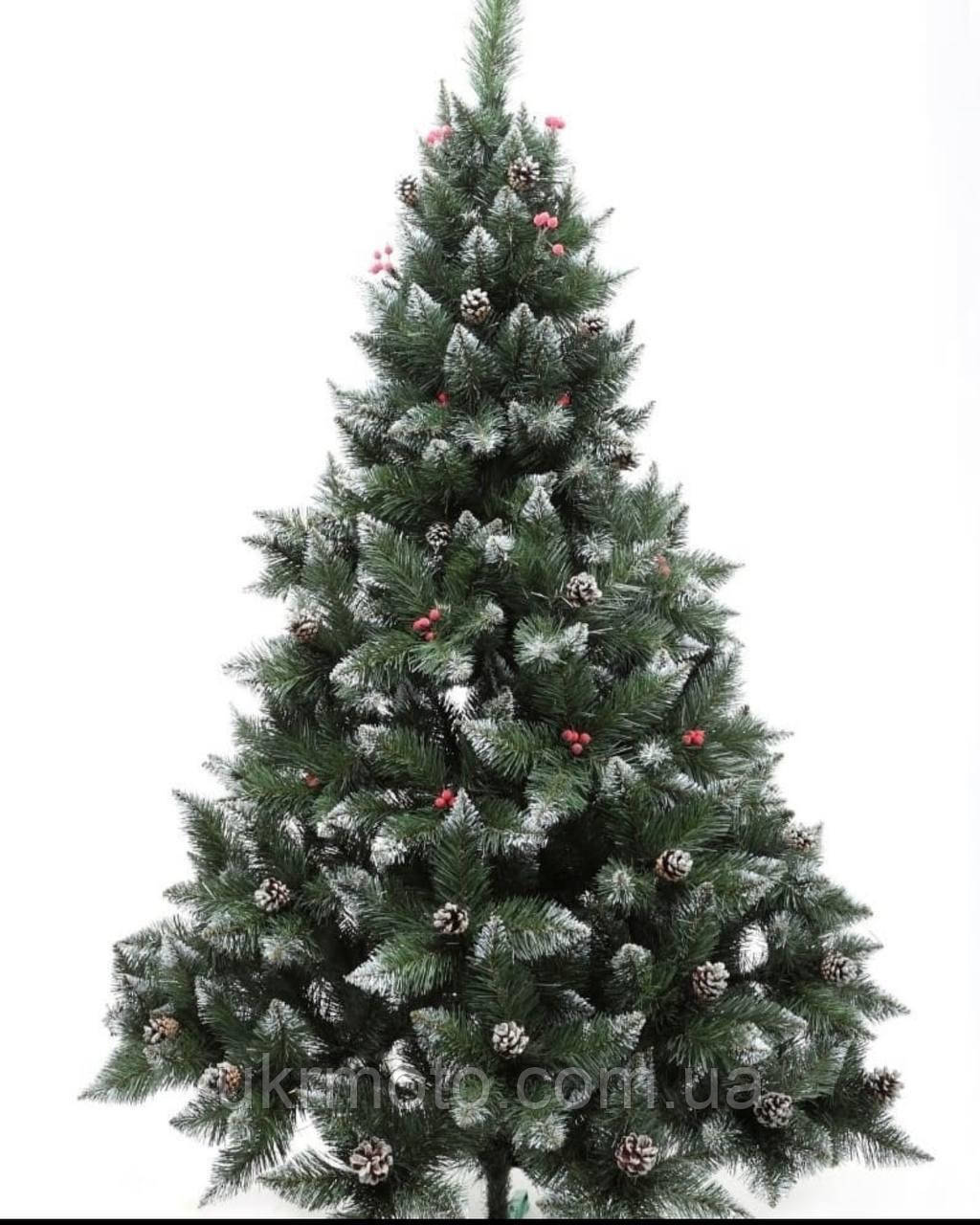 Ялинка штучна з шишками та калиною 1.5 м ПВХ, фото 1