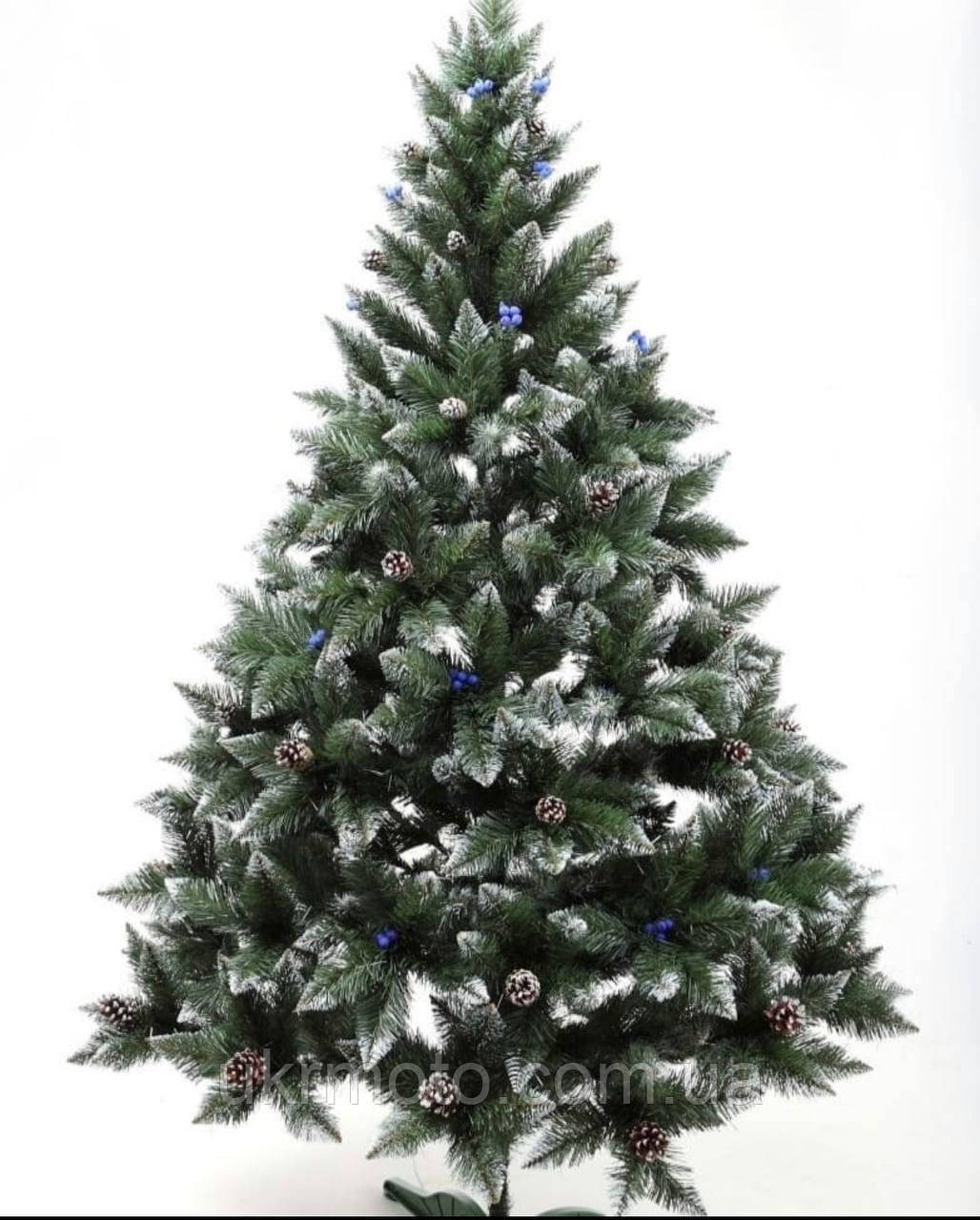 Ялинка штучна з шишками та каліною 1.5 м ПВХ, фото 1