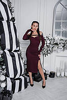 Сукня футляр жіноча з відкритими плечима з розрізом на ніжці 42-44 46-48