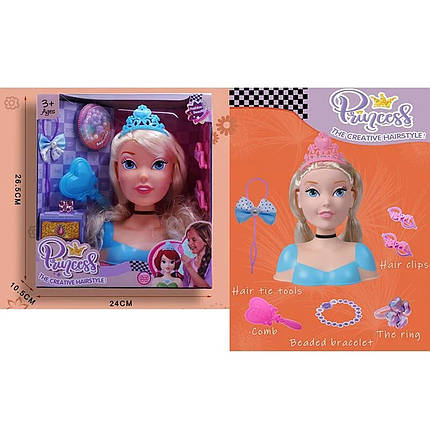 Лялька манекен для зачісок (гребінець, шпилька, гумки для волосся, аксесуари) 35417, фото 2