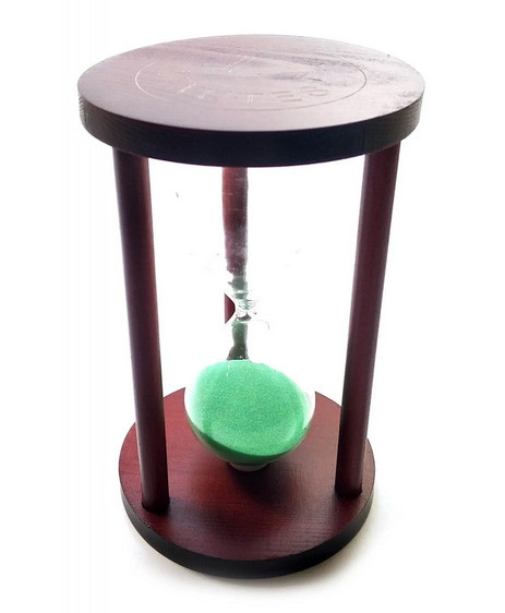 Пісочний годинник дерев'яний 15 хв зелений пісок, фото 1