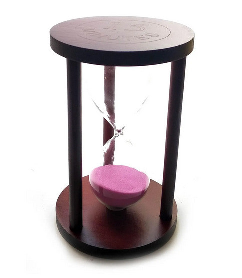 Пісочний годинник із дерева 15 хв рожевий пісок, фото 1
