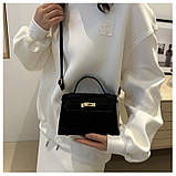 Жіноча сумка 6209 крос-боді на ремінці бархатна велюрова замшева чорна, фото 8