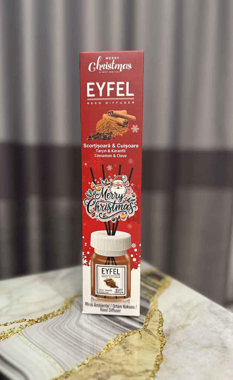 Аромадифузор Eyfel Perfume Reed Diffuser Новорічний Merry Christmas Кориця та гвоздика 120 мл, фото 1