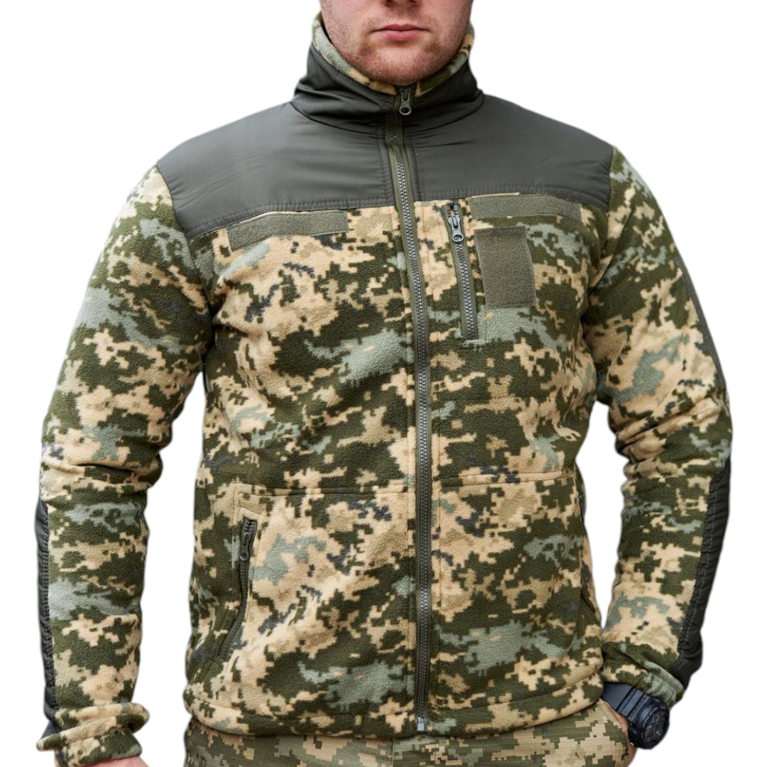 Флісова кофта тактична з накладками "ГРІЗЛІ" піксель ММ14 TM Military