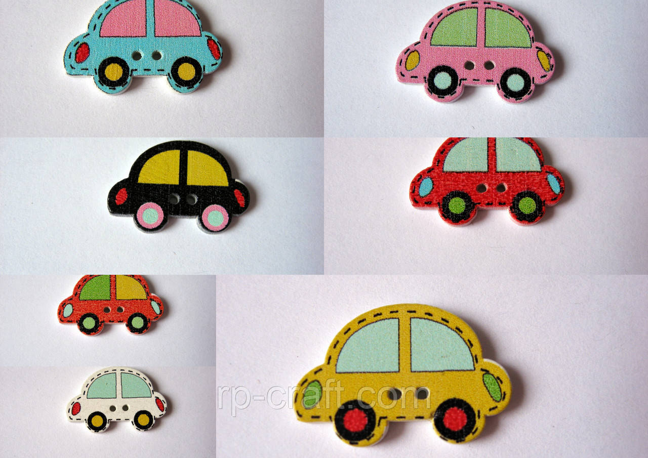 Гудзик дерев'яний, декоративний. Авто, 16х25 мм, фото 1