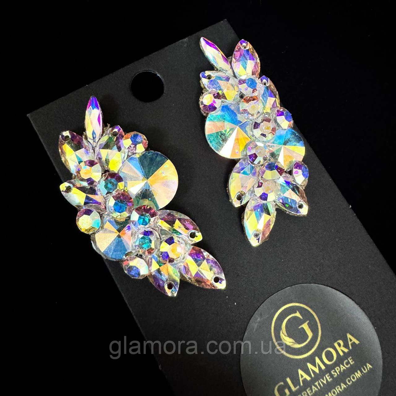 Сережки сценічні зі стразами Preciosa Crystal AB, фото 1