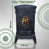 Чавунна піч камін буржуйка Eurokom Ingrid 9 КВт подвійна стінка піч буржуйка з варильної поверхнею, фото 4