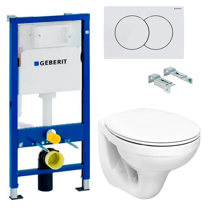 Комплект інсталяції Geberit Duofix PRO 20 (118.315.11.1) з підвісним унітазом IDOL з клавішею DELTA01 білої, фото 1