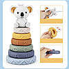 Розвиваючий силіконовий набір: 6 кубиків + пірамідка коала, для дітей, сенсорні, іграшка на рік, фото 9