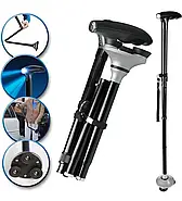 Складна телескопічна тростина-паличка 83-95 см з ліхтариком і нековзною потрійною підставкою Trusty Cane, фото 3