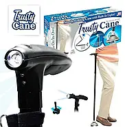 Складна телескопічна тростина-паличка 83-95 см з ліхтариком і нековзною потрійною підставкою Trusty Cane, фото 10