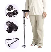 Складна телескопічна тростина-паличка 83-95 см з ліхтариком і нековзною потрійною підставкою Trusty Cane, фото 2