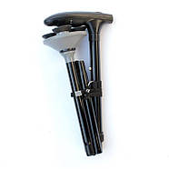 Складна телескопічна тростина-паличка 83-95 см з ліхтариком і нековзною потрійною підставкою Trusty Cane, фото 6