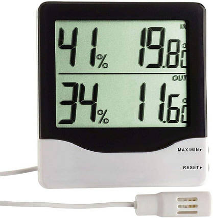 Цифровий кімнатний/вуличний термогігрометр з дротовим датчиком TFA 30.5013, фото 1