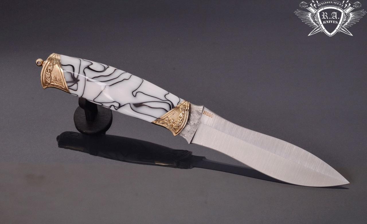 Ніж ручної роботи «Доблесть Н» 140х31х4.1мм з нержавіючої сталі та руків'ям з акрилу, фото 1