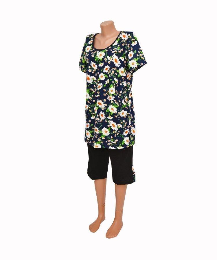 Костюм - комплект жіночий літній трикотажний, туніка та бриджі 03834 Ромашка