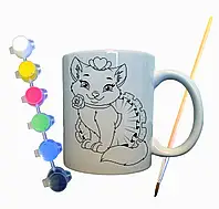 Набір для творчості кружка розмальовка "Кошеня" 330 мл біла