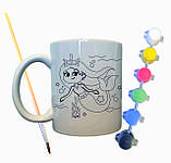 Набір для творчості кружка розмальовка "Русалонька" 330 мл біла, фото 2