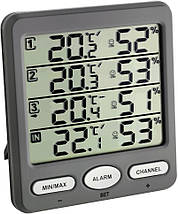 Цифровий термогігрометр TFA Klima-Monitor 30.3054.10 | Три зовнішні бездротові датчики| Температура, Вологість, фото 5