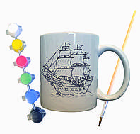 Набір для творчості кружка розмальовка "Корабель" 330 мл біла