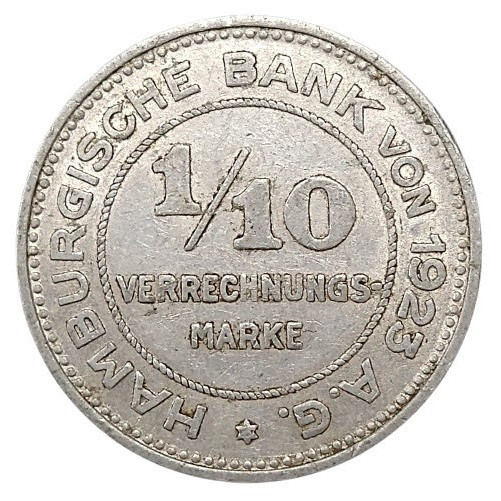 Німеччина (Нотгельд) 1/10 марки, 1923 Федеральна земля Гамбург алюміній №2721