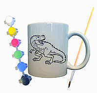 Набір для творчості кружка розмальовка "Динозавр Тиранозавр Рекс" 330 мл біла