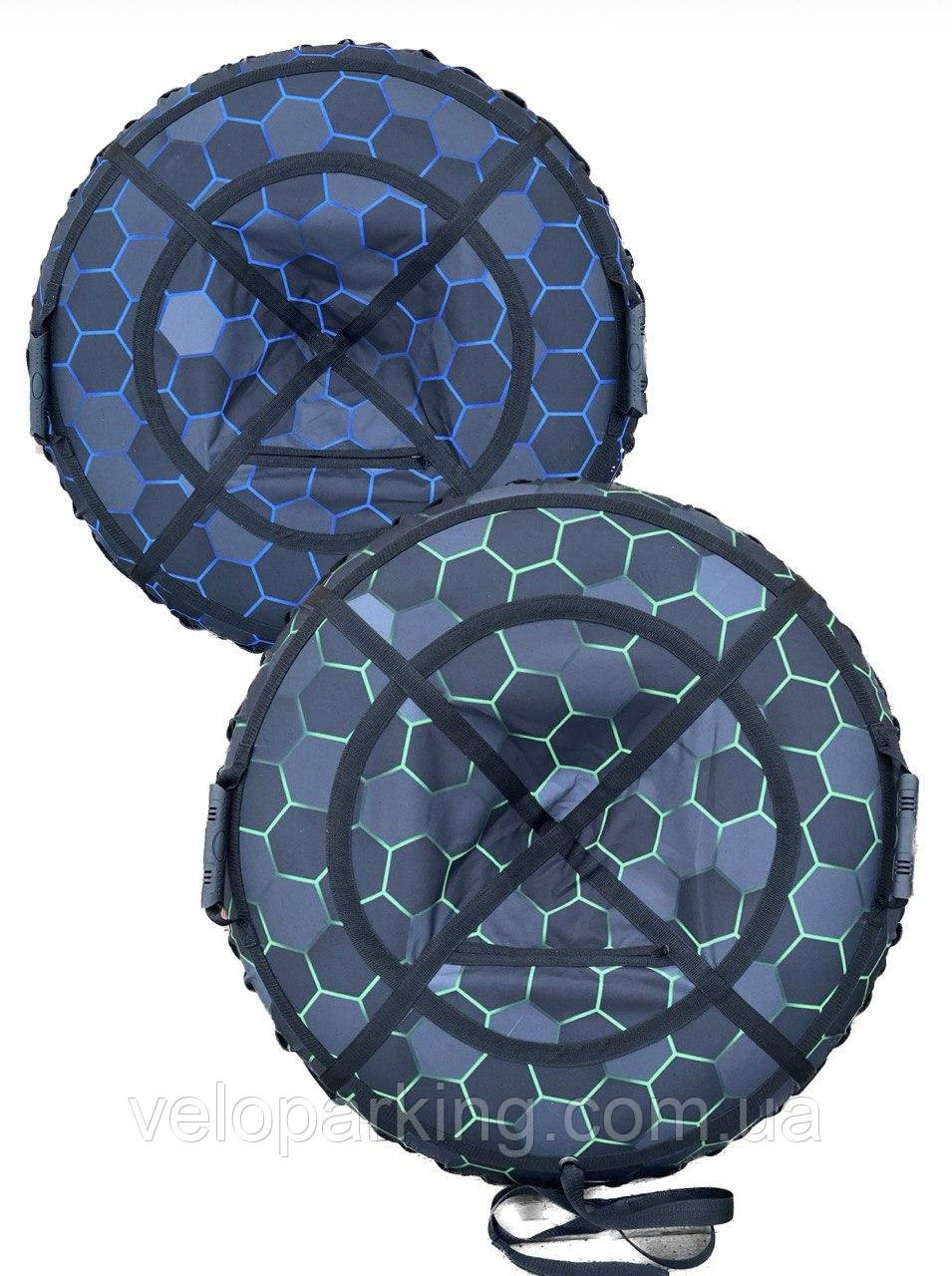 Тюбінг (ваташка) 100 см та 120 см, надувні санки дитячі стільники, підлітковий, з камерою, крижана пвх зелений