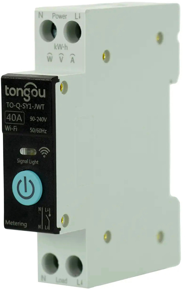Wi-Fi автоматичний вимикач Tongou TO-Q-SY1-JWT 1P DIN однофазний + лічильник кВт/год 40