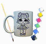 Набір для творчості кружка розмальовка "Дитяча лялька" 330 мл біла, фото 2