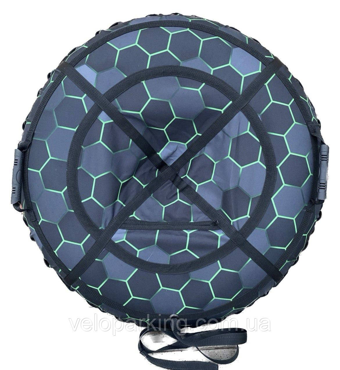 Тюбінг (ваташка) 120 см, надувні санки дитячі стільники, підлітковий, з камерою, крижана пвх зелений