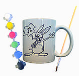 Набір для творчості кружка розмальовка "Зайчик співак" 330 мл біла, фото 2