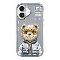Чохол TPU+PC Nimmy 3D with Metal Buttons для iPhone 16 Колір Bear Grey florentia