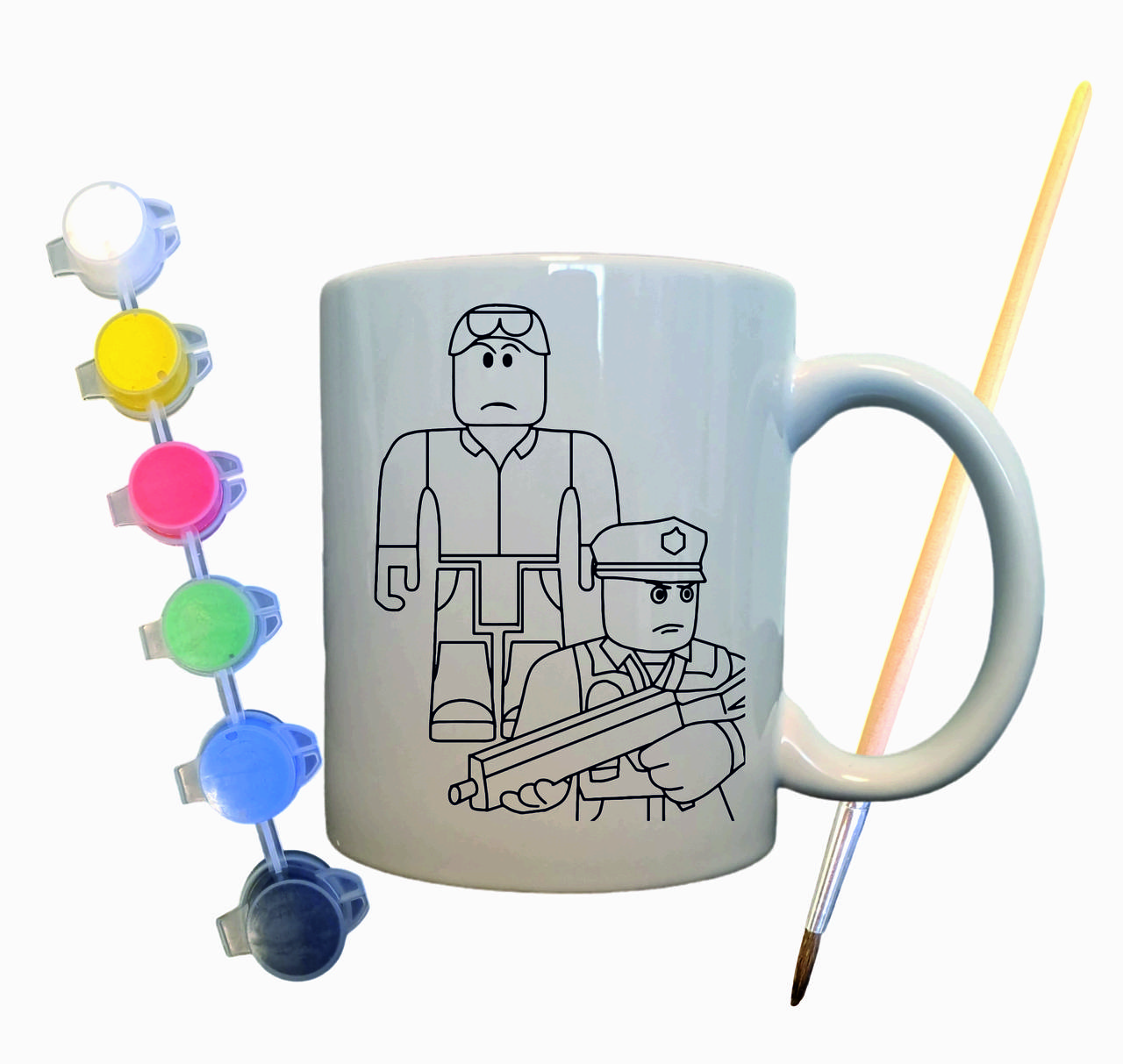 Набір для творчості кружка розмальовка "Копи із Інтернет Гри" 330 мл біла, фото 1