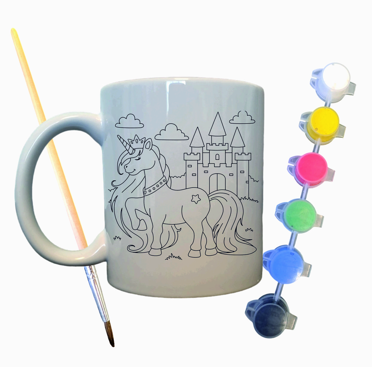 Набір для творчості кружка розмальовка "Казковий Єдиноріг" 330 мл біла, фото 1