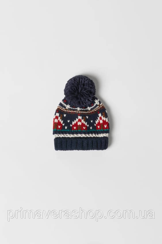 Zara Трикотажна шапка з нашитим помпоном 1-3 роки 50 см
