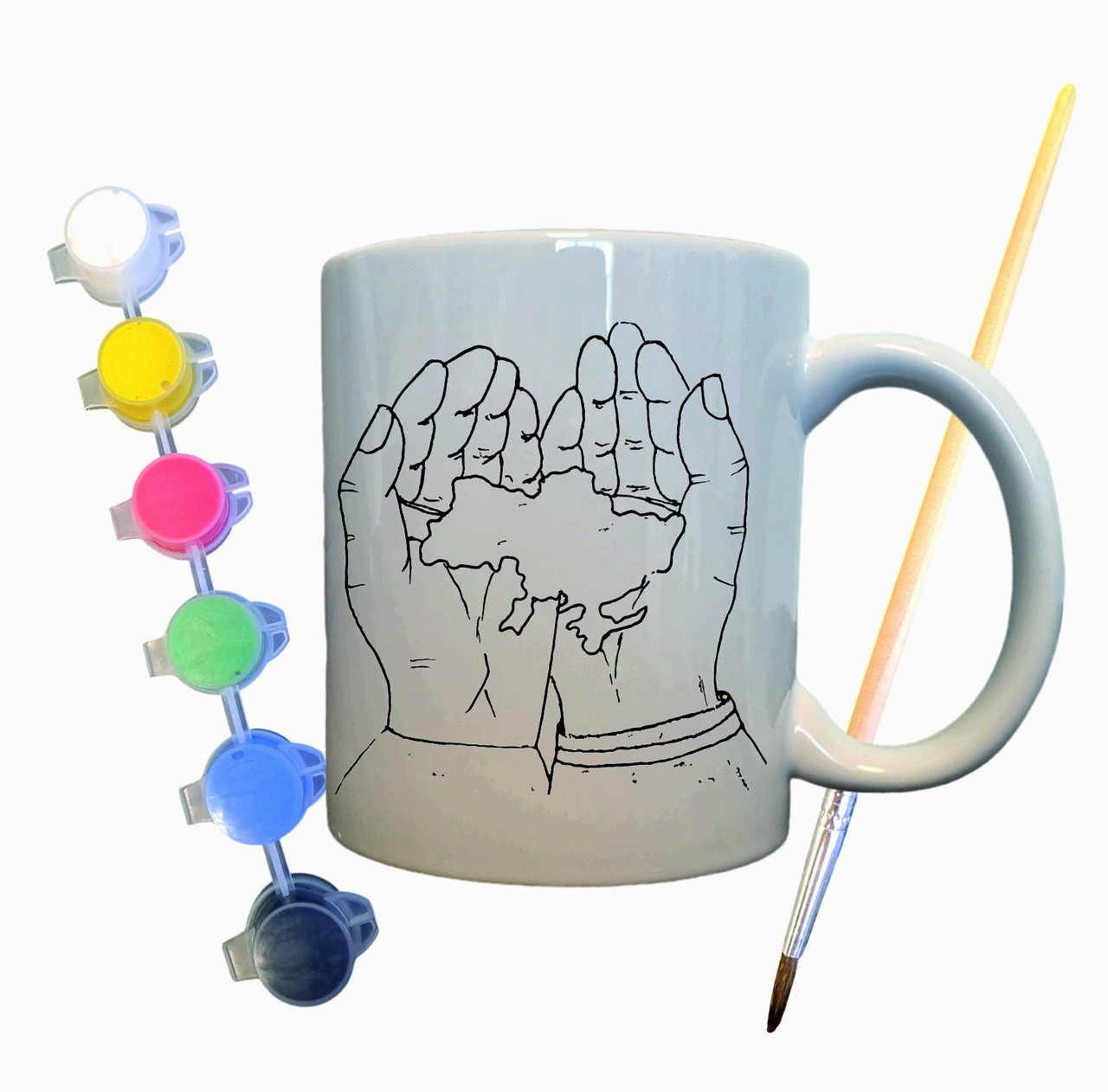 Набір для творчості кружка розмальовка "Я Люблю Україну" 330 мл біла, фото 1