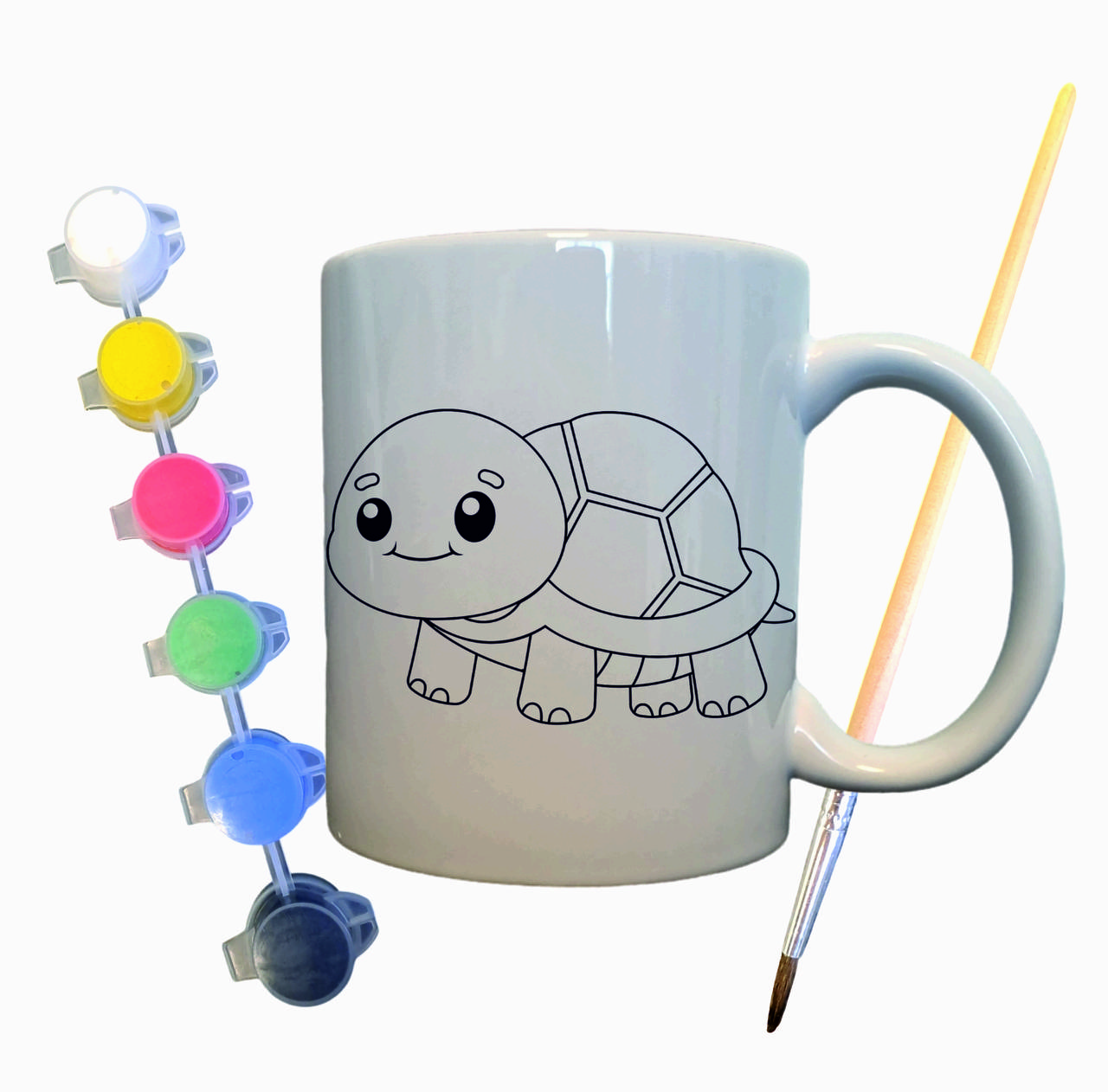 Набір для творчості кружка розмальовка "Черепаха аха аха" 330 мл біла, фото 1