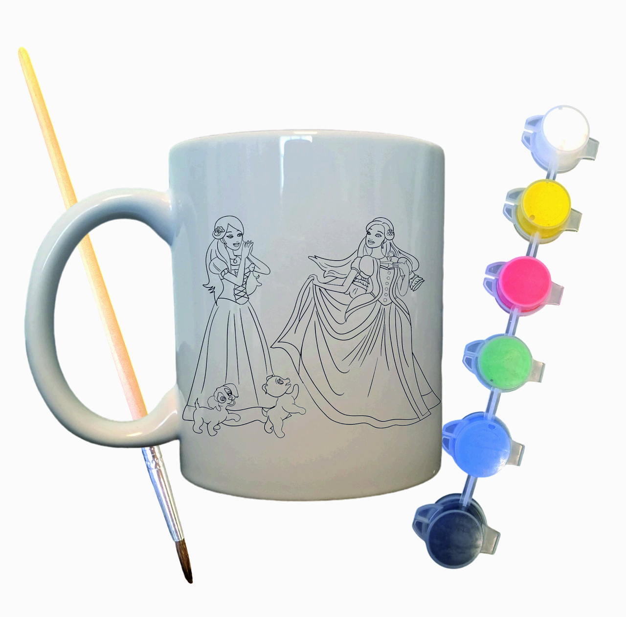 Набір для творчості кружка розмальовка "Ляльки Красуні" 330 мл біла, фото 1