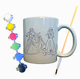 Набір для творчості кружка розмальовка "Ляльки Красуні" 330 мл біла, фото 2