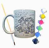 Набір для творчості кружка розмальовка "Моб із улюбленої гри" 330 мл біла, фото 2