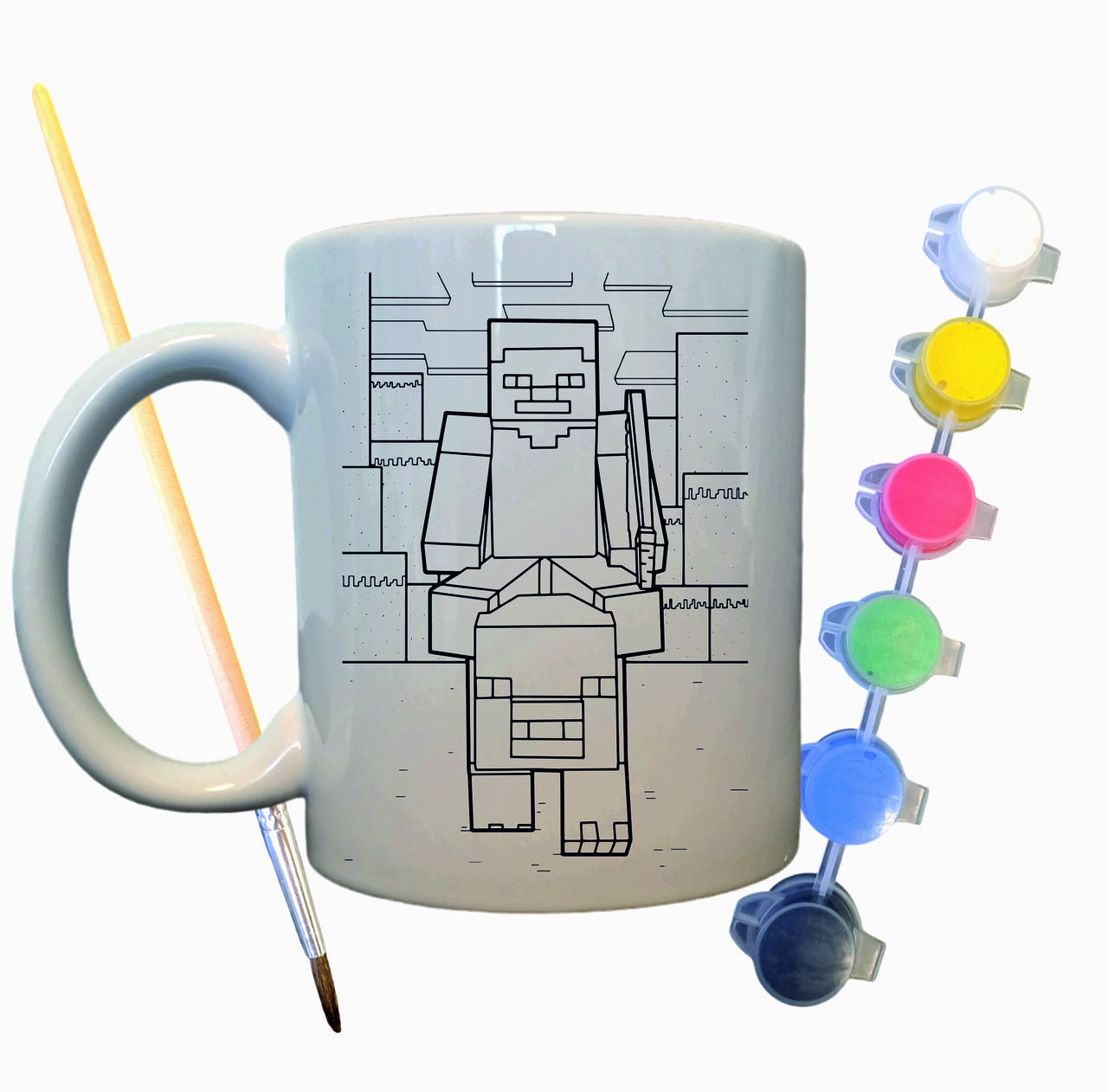 Набір для творчості кружка розмальовка "Войовничий Моб" 330 мл біла, фото 1