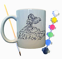 Набір для творчості кружка розмальовка "Принцеса" 330 мл біла