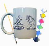 Набір для творчості кружка розмальовка "Принцеси" 330 мл біла, фото 2