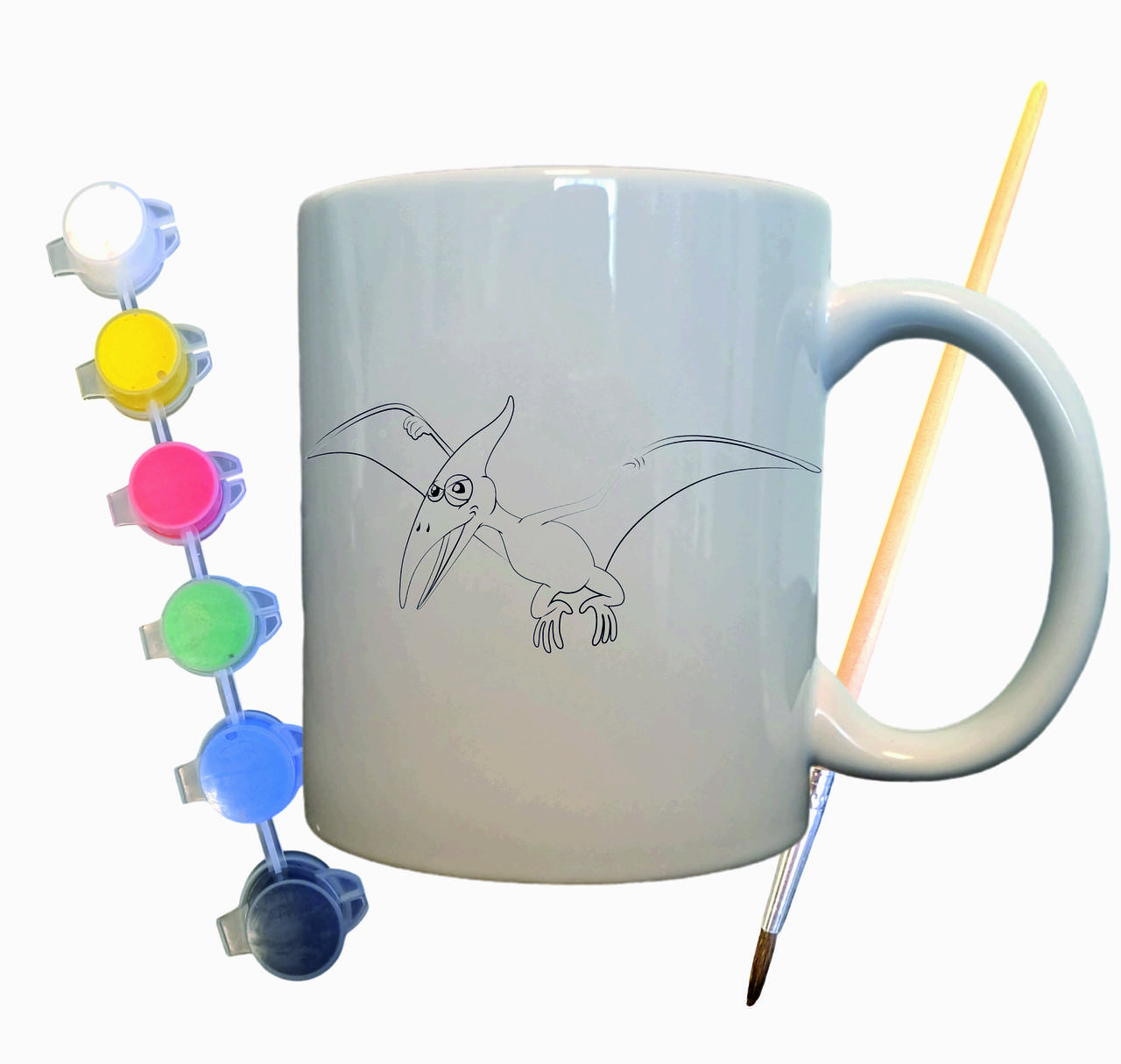 Набір для творчості кружка розмальовка "Динозавр Птеродактиль" 330 мл біла, фото 1