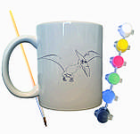 Набір для творчості кружка розмальовка "Динозавр Птеродактиль" 330 мл біла, фото 2